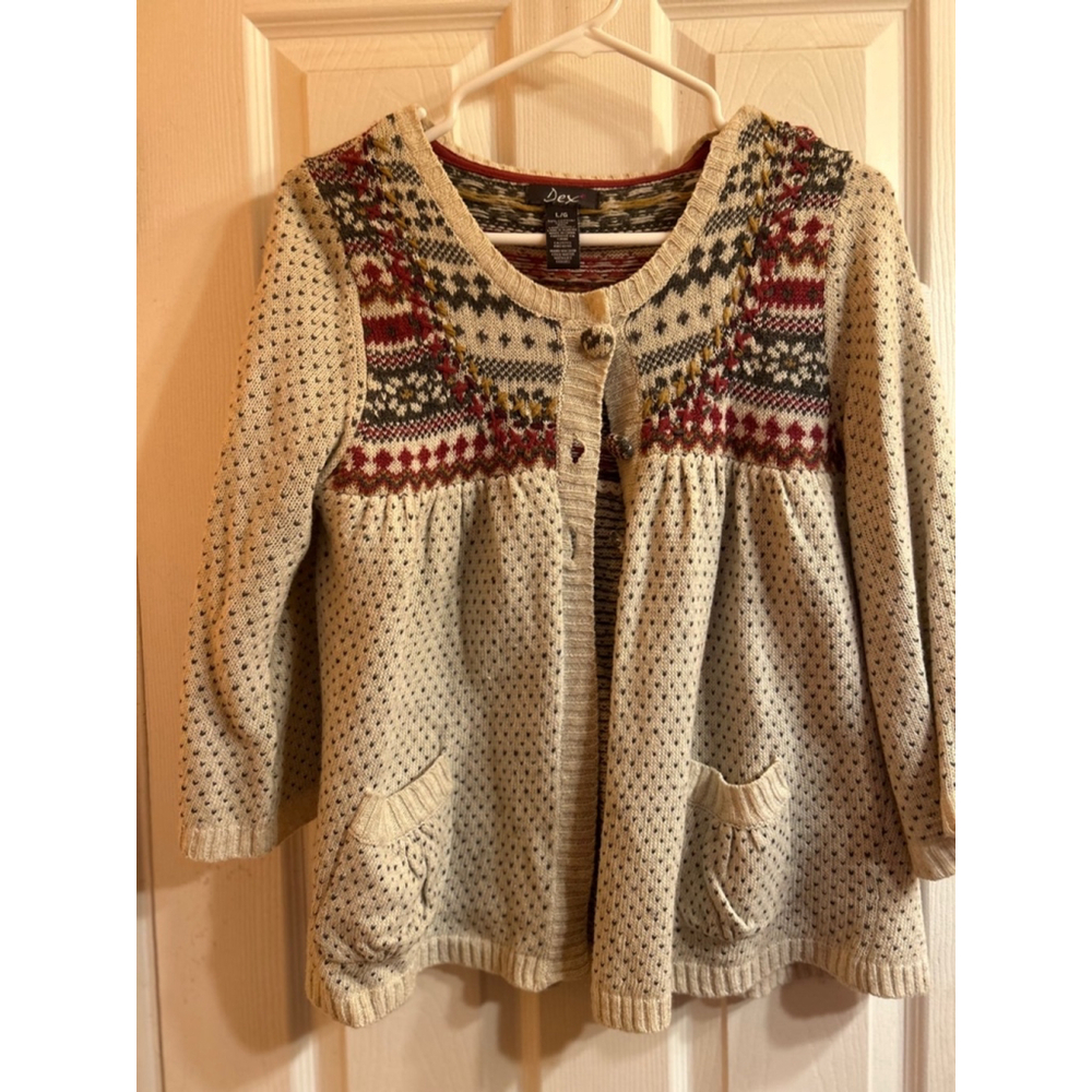 Women's Dex Cardigan Sweater Size L Cream Red